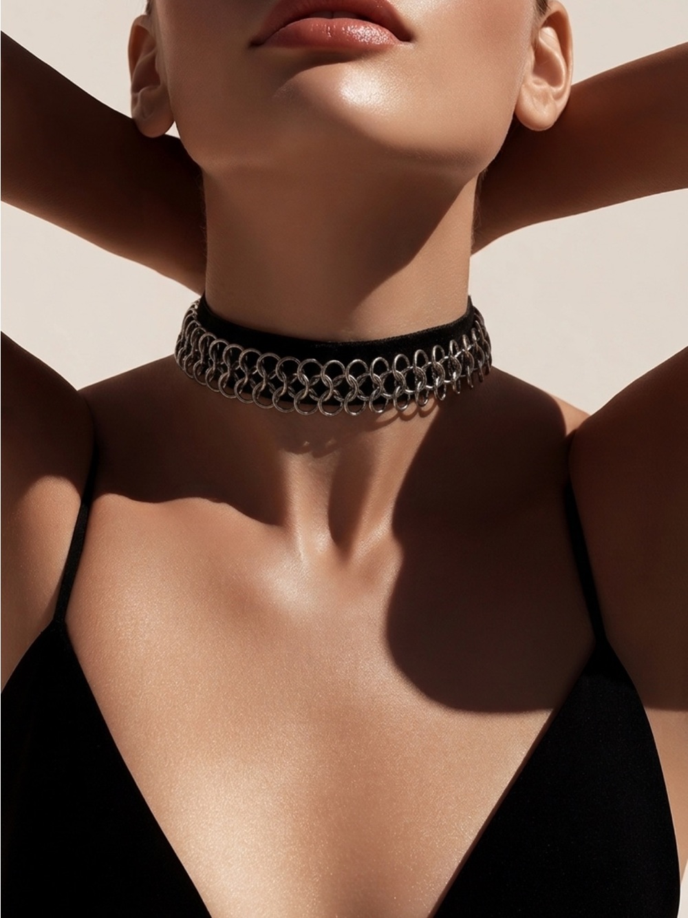 Lulus Black Choker Necklace with Silver Chain Rings